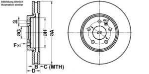 ATE Bremsesæt, skivebremser ijf1415a00 foraksel ventileret 321mm 30mm for OPEL VAUXHALL