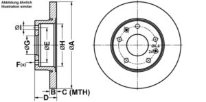 ATE Bremsesæt, skivebremser ijf1415cv6 foraksel fuld 262mm 14mm for LAND ROVER