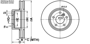 ATE Bremsesæt, skivebremser ijf1415fh6 foraksel ventileret 328mm 28mm for BMW