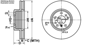 ATE Bremsesæt, skivebremser ijf1415fz8 foraksel ventileret 332mm 29mm for BMW