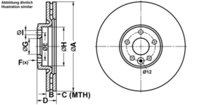 ATE Bremsesæt, skivebremser ijf1415hc8 foraksel ventileret 336mm 28mm for FORD VOLVO
