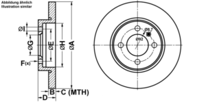 ATE Bremsesæt, skivebremser ijf1415ie2 foraksel fuld 260mm 12mm for BMW