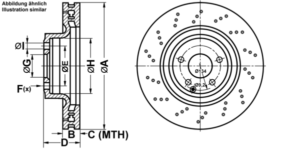 ATE Bremsesæt, skivebremser ijf1415m76 foraksel perforeret/ventileret 344mm 32mm for MERCEDES-BENZ MAYBACH