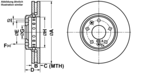 ATE Bremsesæt, skivebremser ijf1415mh2 foraksel ventileret 296mm 26mm for RENAULT