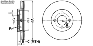 ATE Bremsesæt, skivebremser ijf1415ug8 foraksel ventileret 260mm 22mm for BMW