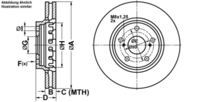 ATE Bremsesæt, skivebremser ijf1415v90 foraksel ventileret 321mm 28mm for VAUXHALL OPEL SAAB FIAT