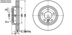 ATE Bremsesæt, skivebremser ijf14160y4 foraksel ventileret 300mm 22mm for BMW