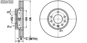 ATE Bremsesæt, skivebremser ijf14162j8 foraksel ventileret 285mm 24mm for VAUXHALL OPEL SAAB FIAT
