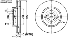 ATE Bremsesæt, skivebremser ijf14163d0 foraksel ventileret 255mm 25mm for TOYOTA