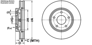 ATE Bremsesæt, skivebremser ijf14165s6 foraksel ventileret 283mm 28mm for NISSAN