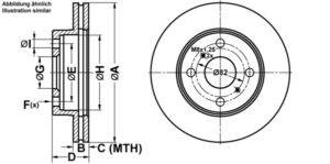 ATE Bremsesæt, skivebremser ijf14166z4 foraksel ventileret 235mm 17mm for TOYOTA