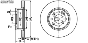 ATE Bremsesæt, skivebremser ijf1416a82 foraksel fuld 262mm 13mm for ROVER HONDA