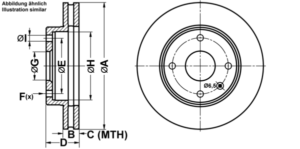 ATE Bremsesæt, skivebremser ijf1416am8 foraksel ventileret 256mm 24mm for DAEWOO CHEVROLET