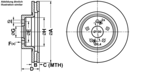 ATE Bremsesæt, skivebremser ijf1416ie2 foraksel ventileret 312mm 28mm for RENAULT