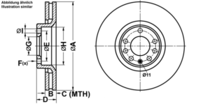 ATE Bremsesæt, skivebremser ijf1416o46 foraksel ventileret 314mm 28mm for VAUXHALL OPEL SAAB