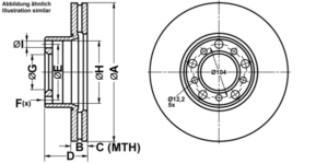 ATE Bremsesæt, skivebremser ijf1416q56 foraksel ventileret 278mm 22mm for MERCEDES-BENZ