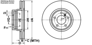 ATE Bremsesæt, skivebremser ijf1416sk2 foraksel ventileret 330mm 24mm for BMW