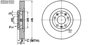 ATE Bremsesæt, skivebremser ijf14171e6 foraksel ventileret 302mm 26mm for PEUGEOT CITROËN