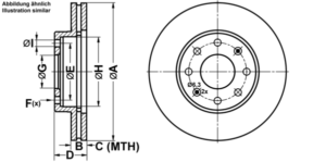 ATE Bremsesæt, skivebremser ijf14177n0 foraksel ventileret 236mm 20mm for DAEWOO CHEVROLET