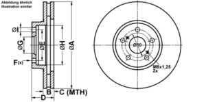 ATE Bremsesæt, skivebremser ijf1417960 foraksel ventileret 277mm 26mm for TOYOTA