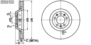 ATE Bremsesæt, skivebremser ijf1417e32 foraksel ventileret 330mm 30mm for PEUGEOT CITROËN