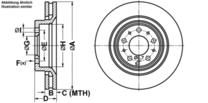 ATE Bremsesæt, skivebremser ijf1417l22 foraksel ventileret 302mm 26mm for VOLVO