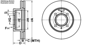 ATE Bremsesæt, skivebremser ijf1417m66 foraksel ventileret 234mm 18mm for KIA HYUNDAI