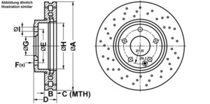 ATE Bremsesæt, skivebremser ijf1417pq4 foraksel perforeret/ventileret 295mm 28mm for MERCEDES-BENZ