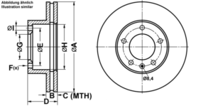 ATE Bremsesæt, skivebremser ijf14185t6 foraksel ventileret 305mm 28mm for VAUXHALL OPEL RENAULT NISSAN