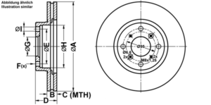 ATE Bremsesæt, skivebremser ijf1418aa2 foraksel ventileret 282mm 23mm for HONDA