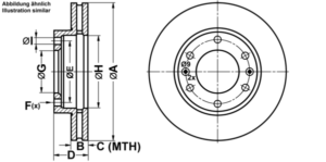 ATE Bremsesæt, skivebremser ijf1418bd6 foraksel ventileret 300mm 28mm for KIA HYUNDAI