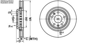 ATE Bremsesæt, skivebremser ijf1418c64 foraksel ventileret 320mm 28mm for RENAULT