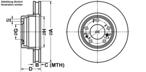 ATE Bremsesæt, skivebremser ijf1418mi2 foraksel ventileret 316mm 28mm for BMW