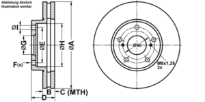 ATE Bremsesæt, skivebremser ijf1418p82 foraksel ventileret 275mm 28mm for TOYOTA