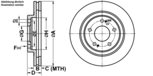 ATE Bremsesæt, skivebremser ijf1418rg0 foraksel ventileret 285mm 22mm for MITSUBISHI