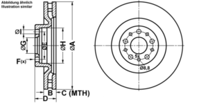 ATE Bremsesæt, skivebremser ijf1418sa8 foraksel ventileret 305mm 28mm for OPEL VAUXHALL FIAT
