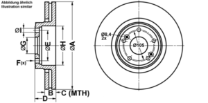 ATE Bremsesæt, skivebremser ijf1418xg3 foraksel ventileret 300mm 26mm for RENAULT