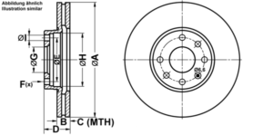 ATE Bremsesæt, skivebremser ijf1418zw7 foraksel ventileret 256mm 23mm for OPEL VAUXHALL