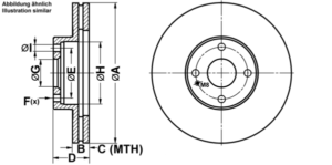 ATE Bremsesæt, skivebremser ijf1419477 foraksel ventileret 270mm 22mm for MAZDA
