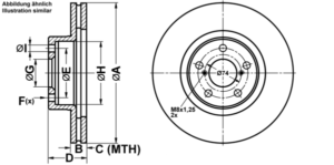 ATE Bremsesæt, skivebremser ijf14195l7 foraksel ventileret 277mm 24mm for SUBARU