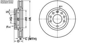 ATE Bremsesæt, skivebremser ijf1419bi3 foraksel ventileret 278mm 26mm for OPEL VAUXHALL