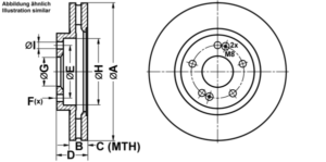 ATE Bremsesæt, skivebremser ijf1419dx7 foraksel ventileret 294mm 26mm for HYUNDAI KIA SSANGYONG