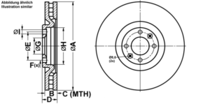 ATE Bremsesæt, skivebremser ijf1419f97 foraksel ventileret 340mm 30mm for CITROËN PEUGEOT