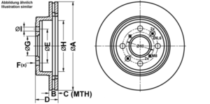 ATE Bremsesæt, skivebremser ijf1419p67 foraksel ventileret 253mm 17mm for OPEL VAUXHALL SUZUKI SUBARU