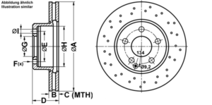 ATE Bremsesæt, skivebremser ijf1419t35 foraksel perforeret/ventileret 295mm 28mm for MERCEDES-BENZ MAYBACH