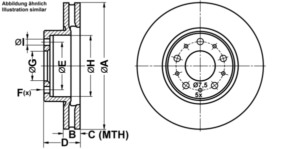 ATE Bremsesæt, skivebremser ijf141anw3 foraksel ventileret 280mm 26mm for VOLVO