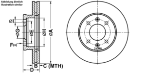 ATE Bremsesæt, skivebremser ijf141auc7 foraksel ventileret 241mm 19mm for HYUNDAI KIA