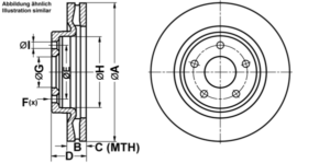 ATE Bremsesæt, skivebremser ijf141av99 foraksel ventileret 296mm 26mm for SUZUKI NISSAN RENAULT