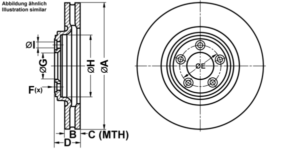 ATE Bremsesæt, skivebremser ijf141aw61 foraksel ventileret 326mm 30mm for JAGUAR