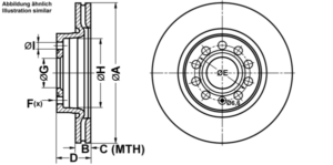 ATE Bremsesæt, skivebremser ijf141b335 foraksel ventileret 280mm 22mm for VAG SKODA SEAT